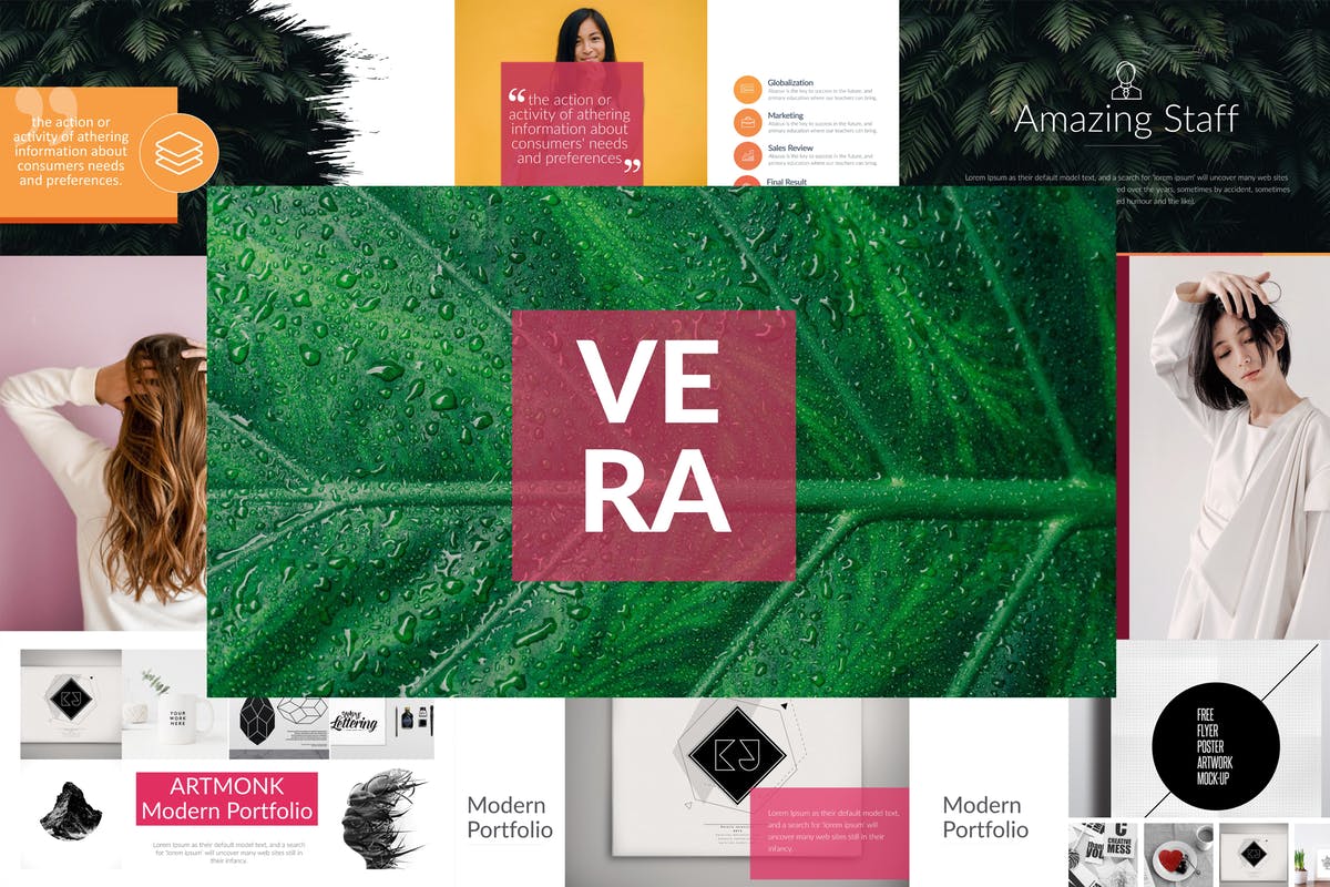 现代简约大方企业&品牌宣传适用创意PPT幻灯片模板 VERA Powerpoint Template