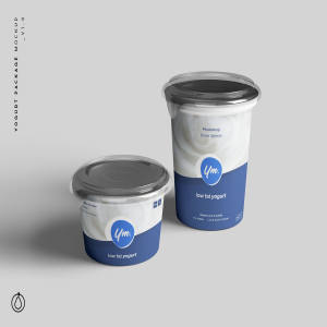 酸奶杯设计效果图样机模板 Yogurt Package Mockup
