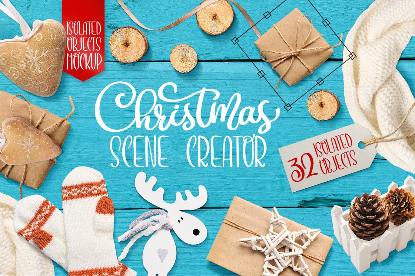 圣诞节新年场景VI样机展示模型mockups创作者