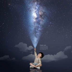 唯美梦幻星空晚安主题海报设计模板