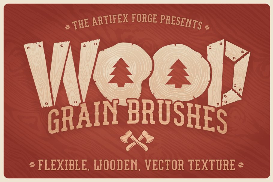 横截面&纵截面木纹AI笔刷 Wood Grain Brushes