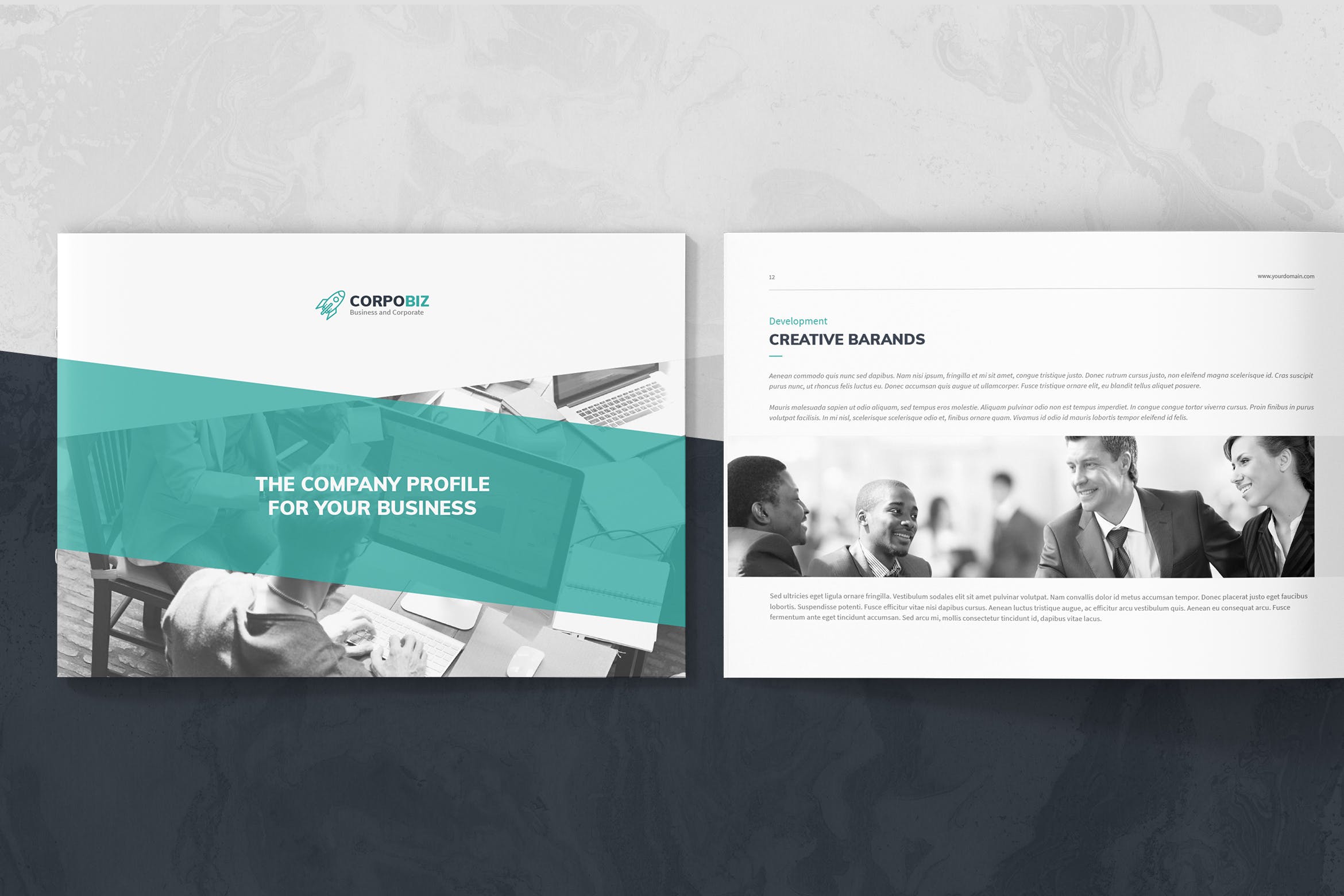 横板商业和企业公司简介企业画册设计模板 CorpoBiz – Business and Corporate Landscape