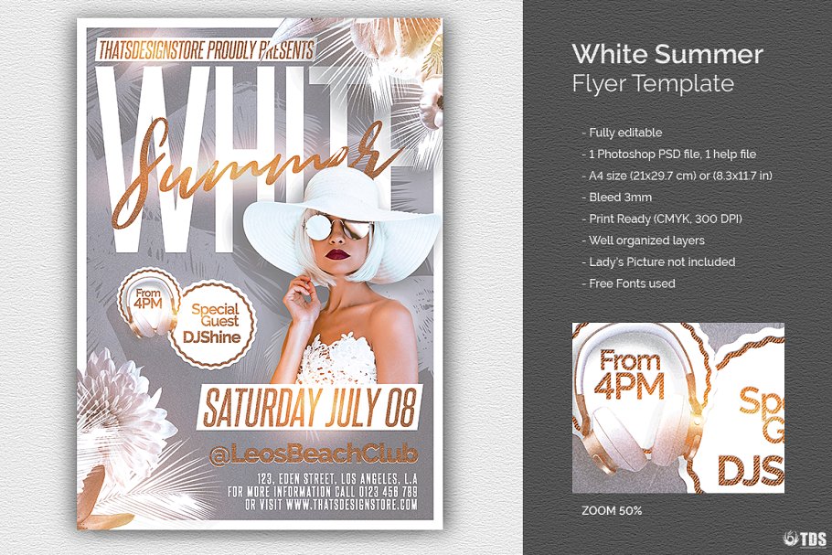 白色夏天主题活动传单PSD模板 White Summer Flyer PSD