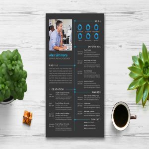 酷黑背景个人应聘简历模板素材v3 Cv / Resume vol.3