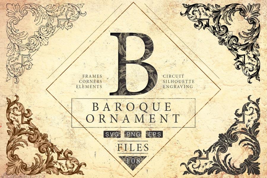 华丽复古页面装饰矢量插画