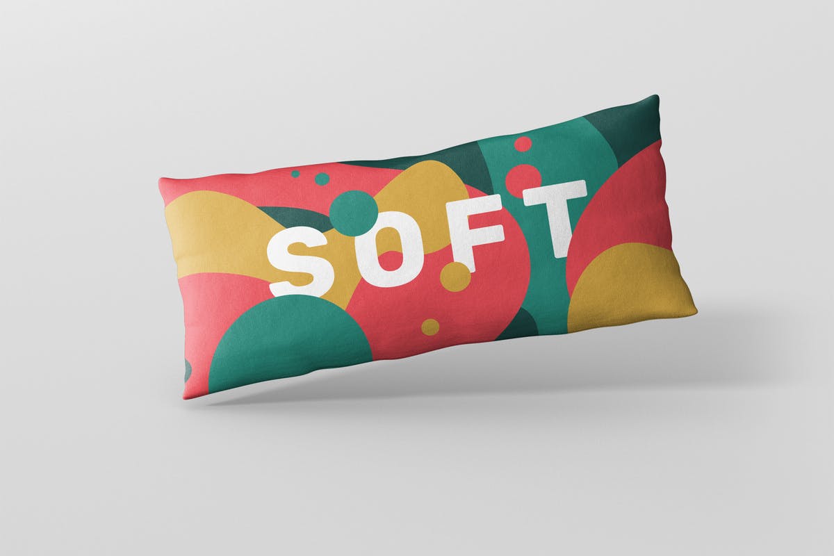 时尚多彩长矩形沙发卧室枕头样机模板 Pillow Mockup – Long Rectangle
