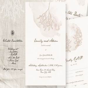冬季婚礼邀请函设计模板套装 Winter Wedding Invitation
