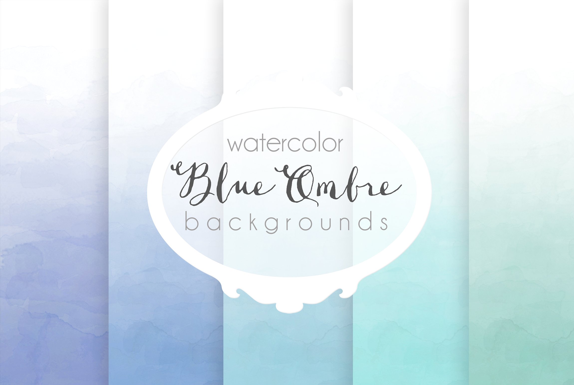 蓝色原色水彩背景 Blue ombre watercolor backgrounds