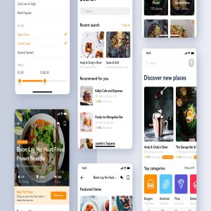 类美团饿了么外卖点餐APP应用UI界面设计SKETCH模板 Food Delivery App UI Kit for SKETCH
