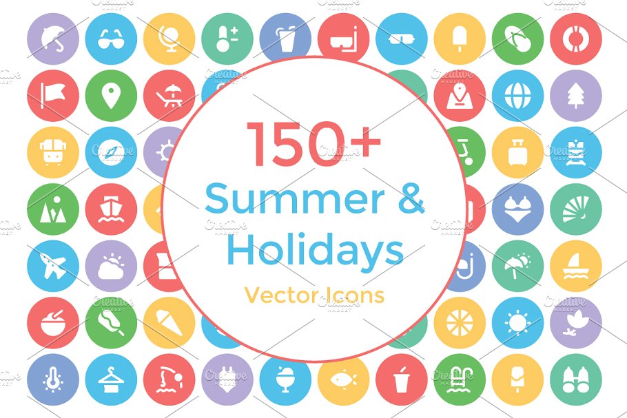 150+枚夏日＆假日旅行主题图标下载 150+ Summer and Holidays Icons
