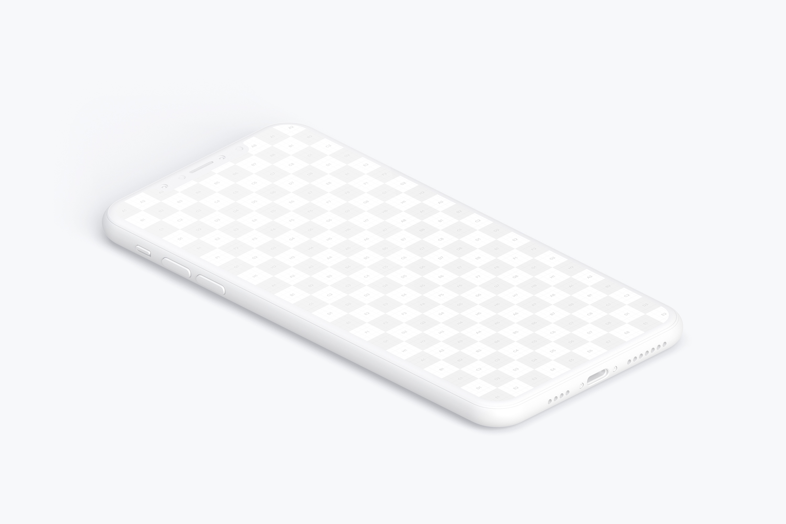 iPhone XS Max智能手机屏幕界面设计效果图左视图样机 Isometric Clay iPhone Xs Max Mockup, Left View