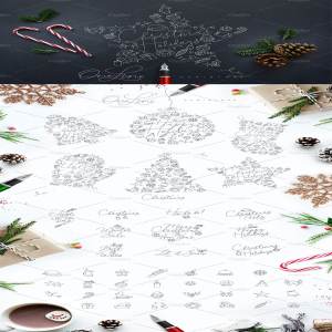 圣诞节节日主题设计插画素材合集 Christmas Holidays One Line