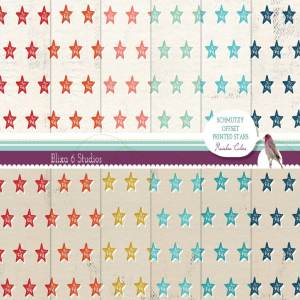 12个胶印星形背景图案  Offset Printed Star Digital Patterns