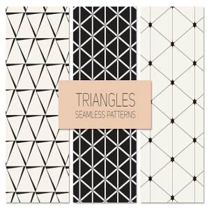 三角形图形无缝图案纹理 Triangles. Seamless Patterns Set 10