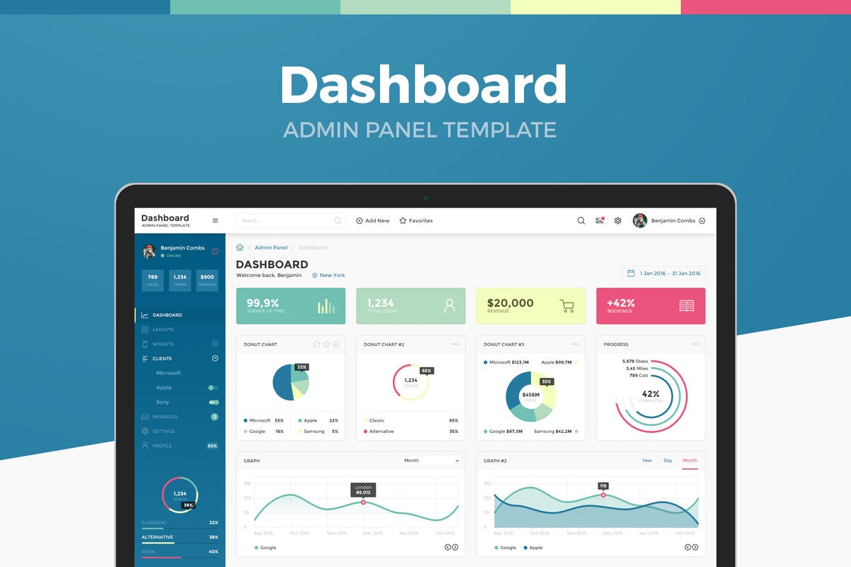 网站管理后台控制面板UI界面设计模板 Dashboard Admin Panel Template