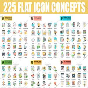 扁平风格概念图标模板 Pack Flat Icons