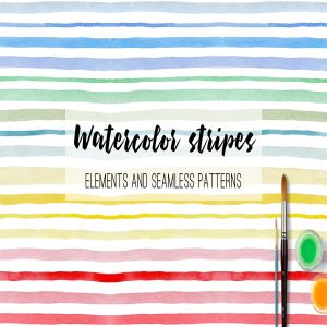 水彩条纹和图案纹理素材 Watercolor Stripes and Patterns