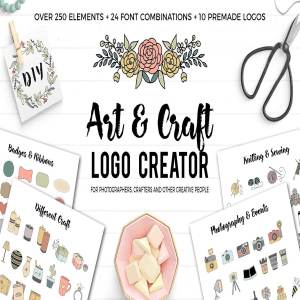 艺术和工艺主题 Logo 设计素材包 Art and Craft Logo Creator