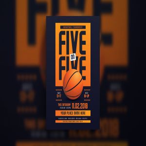 篮球比赛活动体育传单海报模板 5 On 5 Basketball Tournament Flyer