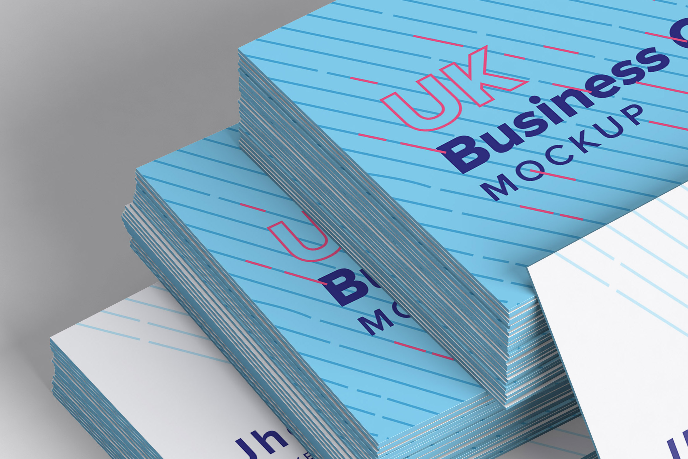 UK尺寸标准企业名片堆叠效果预览样机模板08 UK Business Cards Mockup 08
