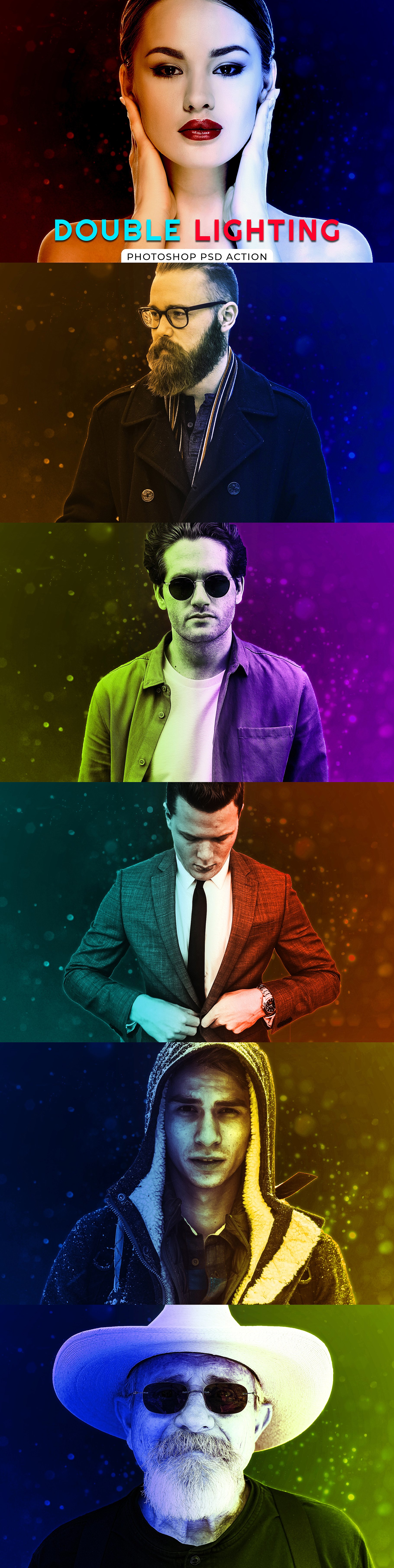 双色照片效果处理PS动作预设 Double Lighting Photoshop PSD Action