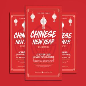 中国新年喜庆福字海报设计模板 Chinese New Year Celebration