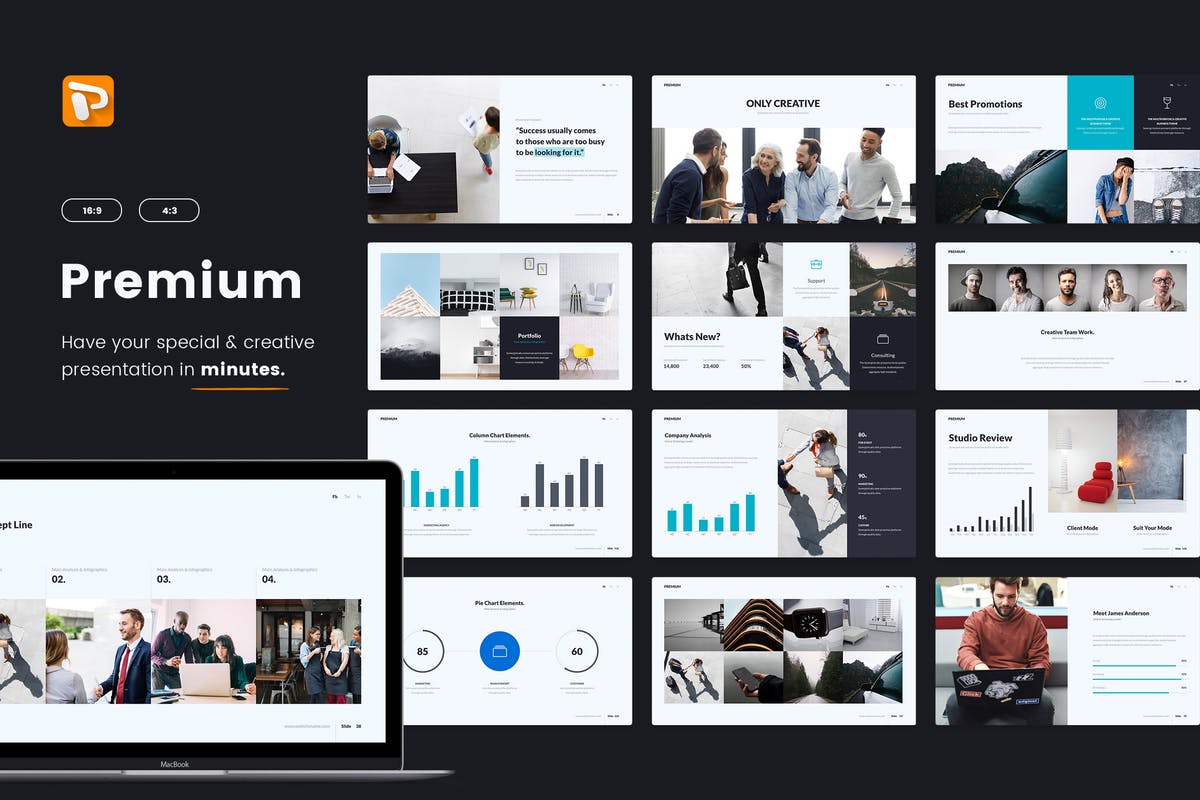 极简主义多用途企业宣传PowerPoint幻灯片模板 Premium Business & Multipurpose (Powerpoint)