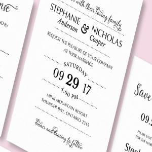 西式简约风格结婚请柬设计模板 Love the Curl Wedding Invitation