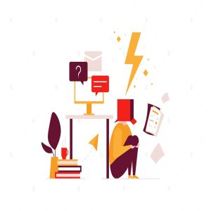 办公场景扁平化设计矢量插画 Job burnout – flat design style illustration