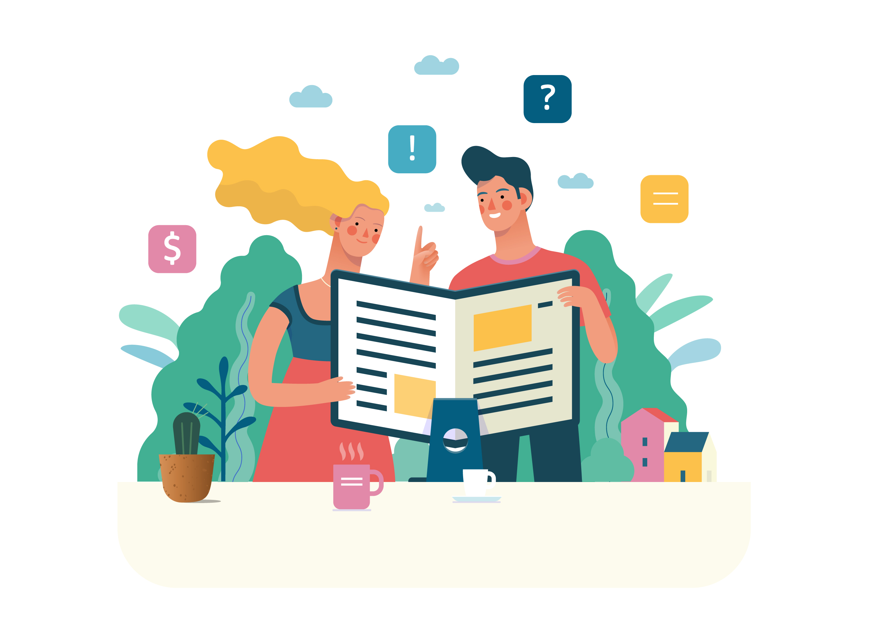 互联网多种商业业务概念扁平化插画下载[Ai]