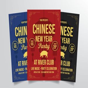 2019年猪年中国新年生肖海报设计模板v3 Chinese New Year Flyer Template Vol. 3