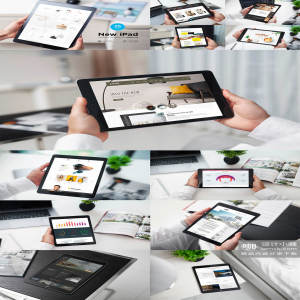 精品：12个工作场景可以完美展示响应式网页的 2018 New iPad 样机Mockup下载 [PSD]