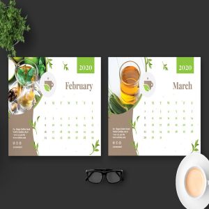 茶文化茶叶品牌定制2020年活页台历表设计模板 2020 Tea Herbal Green Calendar Pro插图3