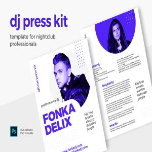 DJ/音乐人/乐队简历设计模板 Press Kit for DJ / Producer / Music band