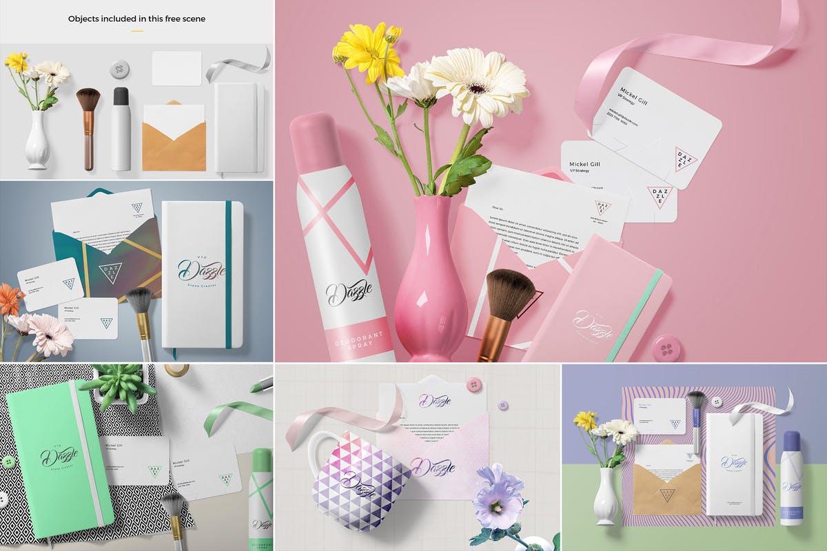 高级办公文具场景品牌VI设计展示样机 Premium Stationery Mockup Scenes