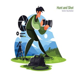 动物摄影矢量概念插画设计素材 Hunt and Shot – Vector Illustration