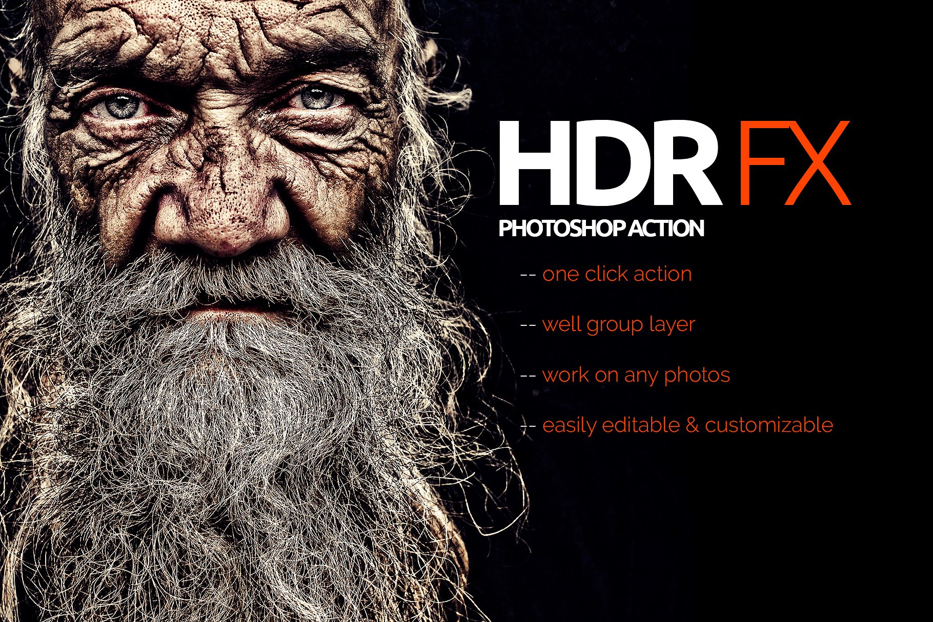 照片转高端大气HDR效果PS动作 HDR FX Photoshop Action