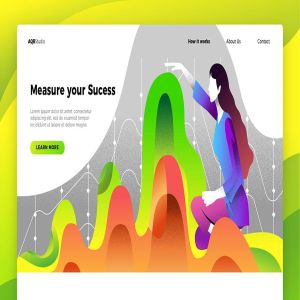 彩色曲线图概念插画网站Banner&登陆页设计模板