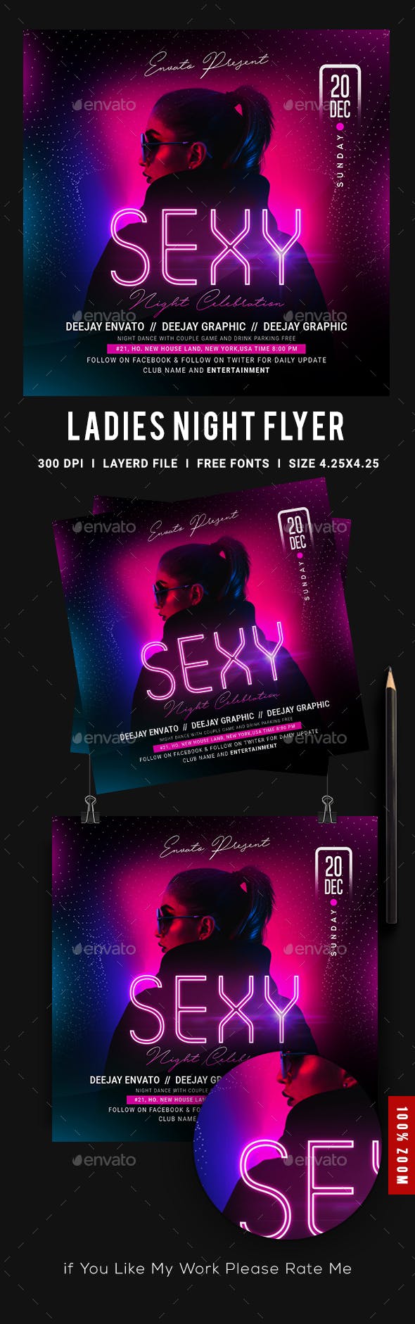 女士之夜派对传单模板