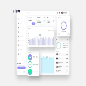 P2P网贷平台交易数据图表后台UI设计模板-白色背景 FiBO Finance Dashboard Ui Light – P