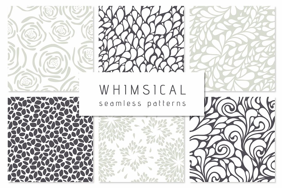 异想天开无缝图案纹理 Whimsical Seamless Patterns Set