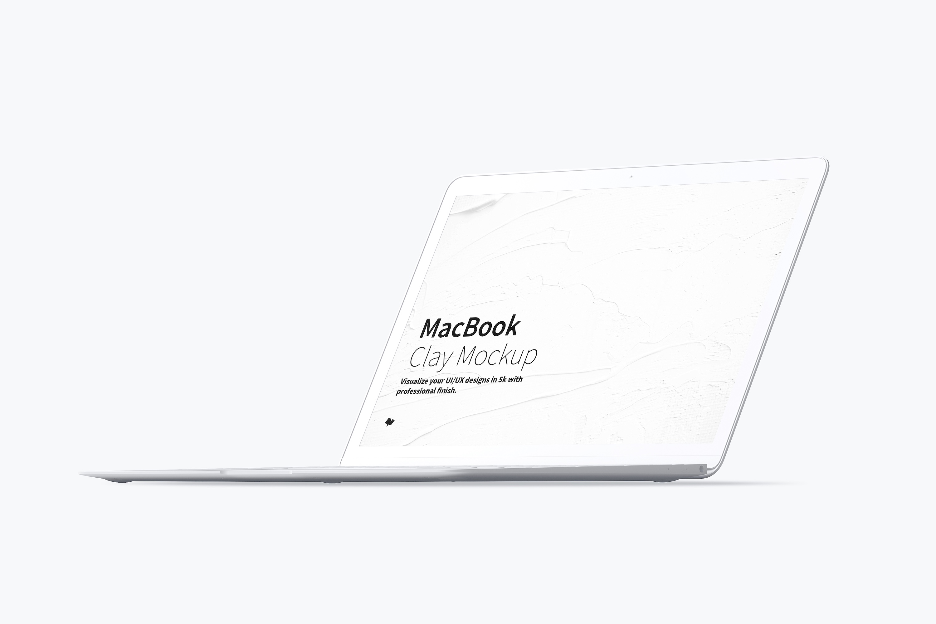 MacBook超极本电脑UI设计屏幕预览效果右前视图样机 Clay MacBook Mockup, Front Right View