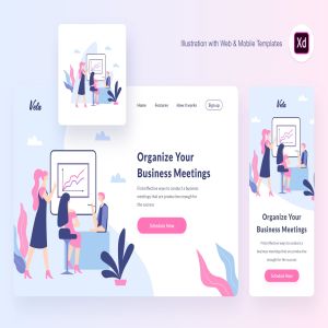 企业会议主页矢量概念插画设计素材[XD&SVG] Vela meeting illustration (Adobe XD, SVG)