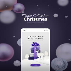 冬季圣诞节礼品促销APP应用推广海报psd素材