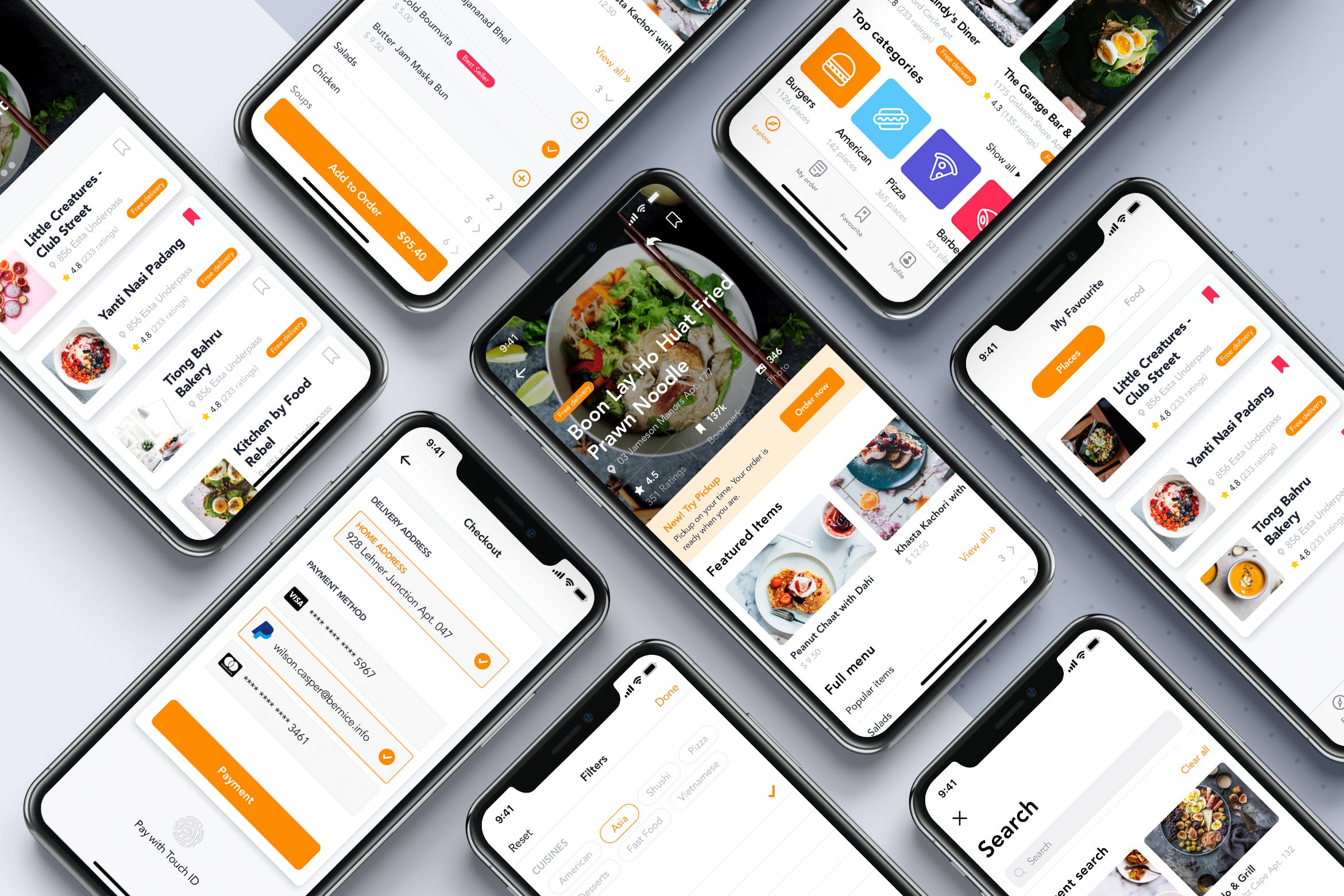 网上订餐外卖APP应用界面设计UI套件 Food Order Mobile App UI Kit