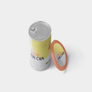 中型食物罐头外观设计样机模板 Food Tin Can Mockup Medium Size – Round