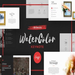 多用途水彩设计风格系列Keynote幻灯片模板 WaterColor – Keynote Template