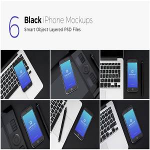 经典旧款黑色iPhone样机PSD模板 Black iPhone Mockups PSDs插图9