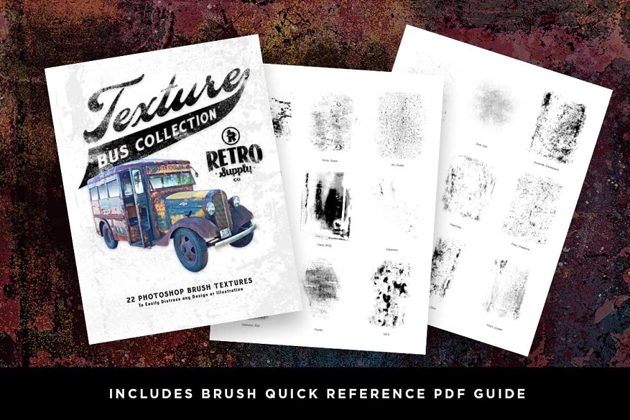 复刻60年代嬉皮巴士残旧生锈外观纹理&PS笔刷 Texture Bus by Von Glitschka