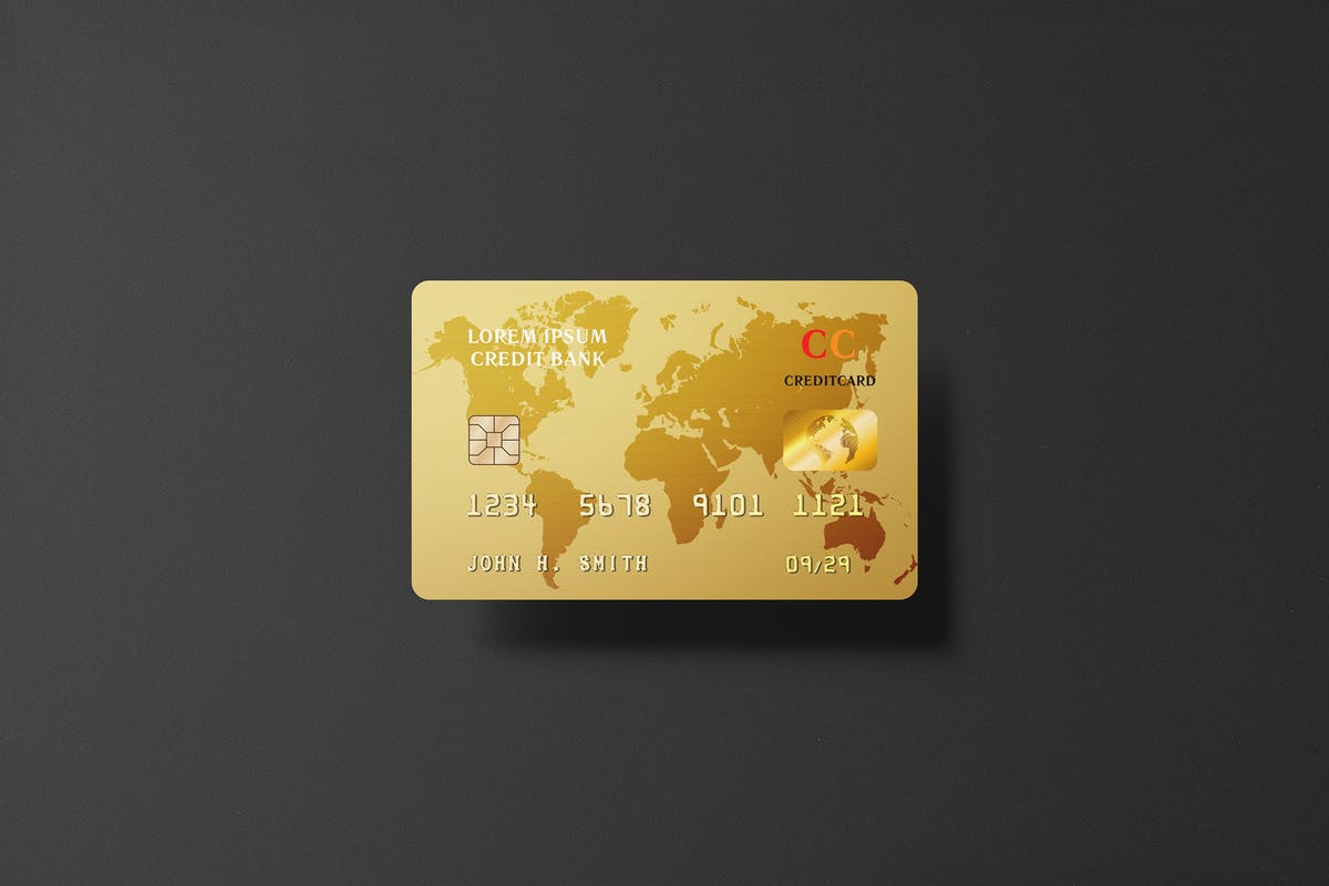 高端亮金风格银行信用卡样机 Golden Credit Card Mockup